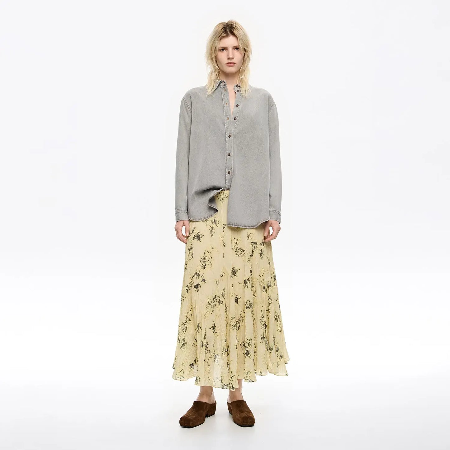 Light yellow Notebook pleated asymmetric skirt Bimba y Lola UK