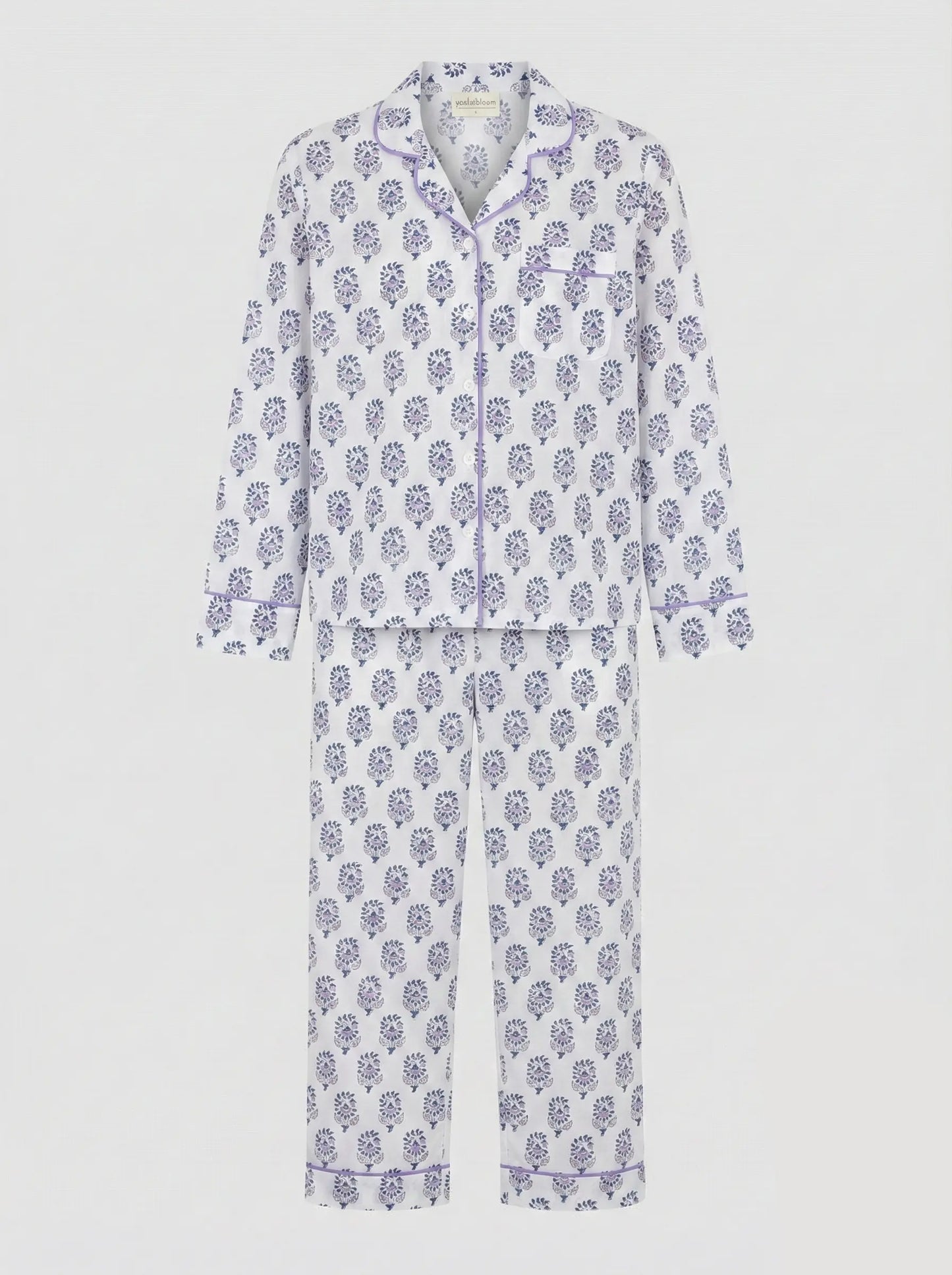 Lilac Bloom Women's Cotton Pyjama Trouser Set Madder & More