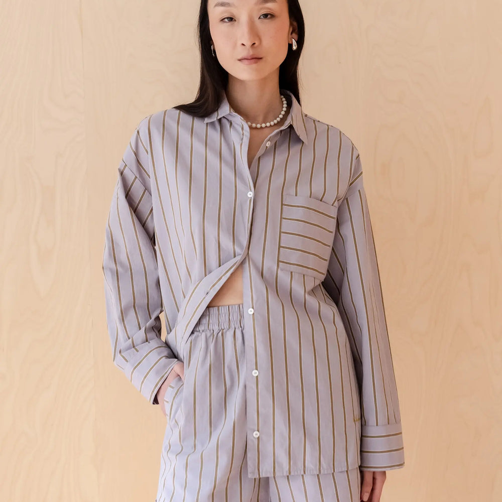 Lilac Stripe Cotton Shirt TartanBlanketCo
