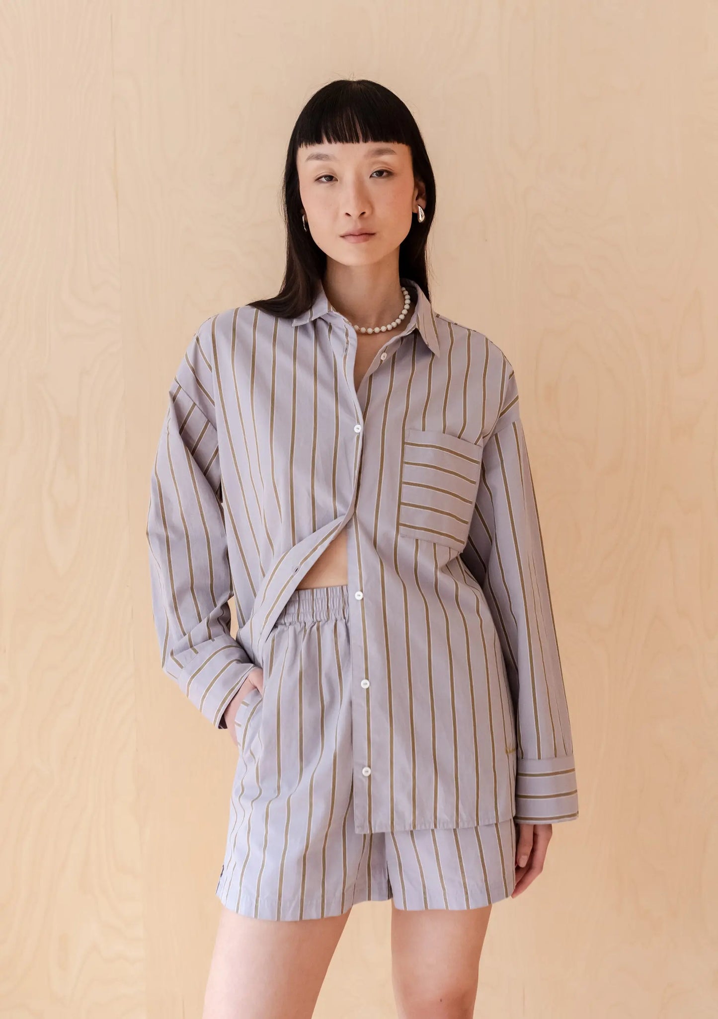 Lilac Stripe Cotton Shirt TartanBlanketCo