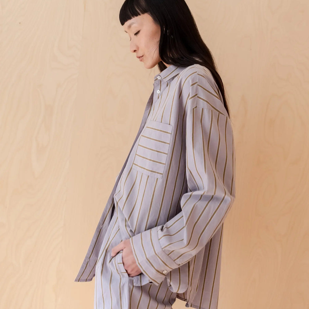 Lilac Stripe Cotton Shorts TartanBlanketCo