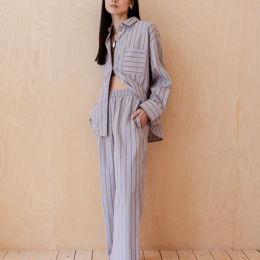 Lilac Stripe Cotton Trousers TartanBlanketCo