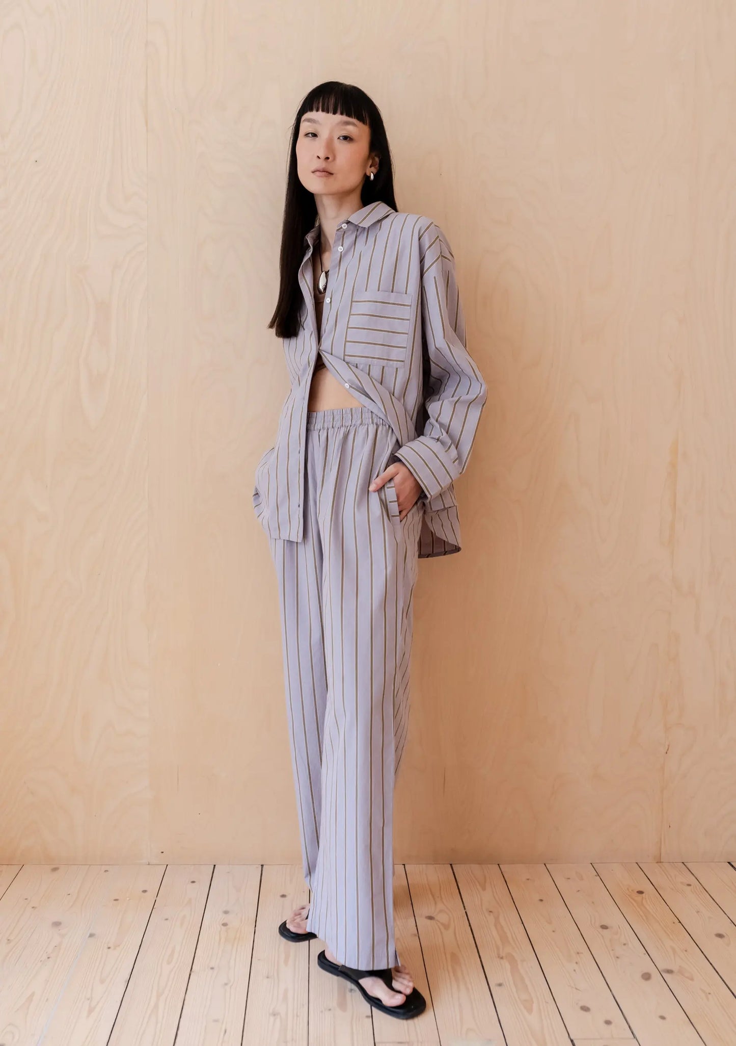 Lilac Stripe Cotton Trousers TartanBlanketCo