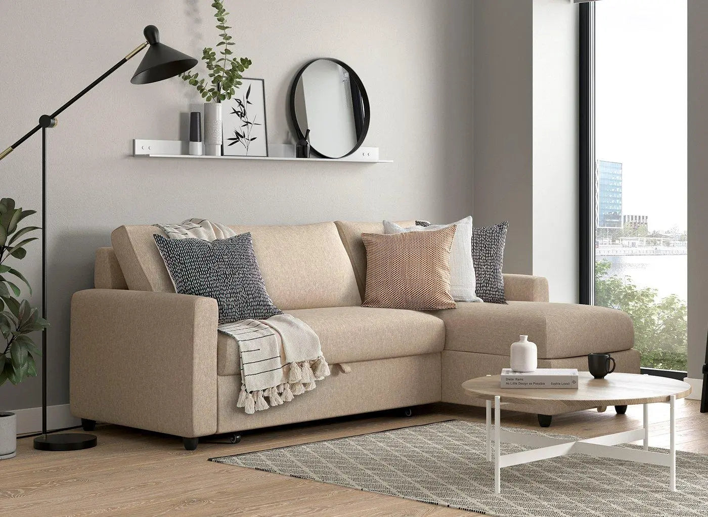 Limerick 3 Seat Corner Sofa Bed - Cream Dreams