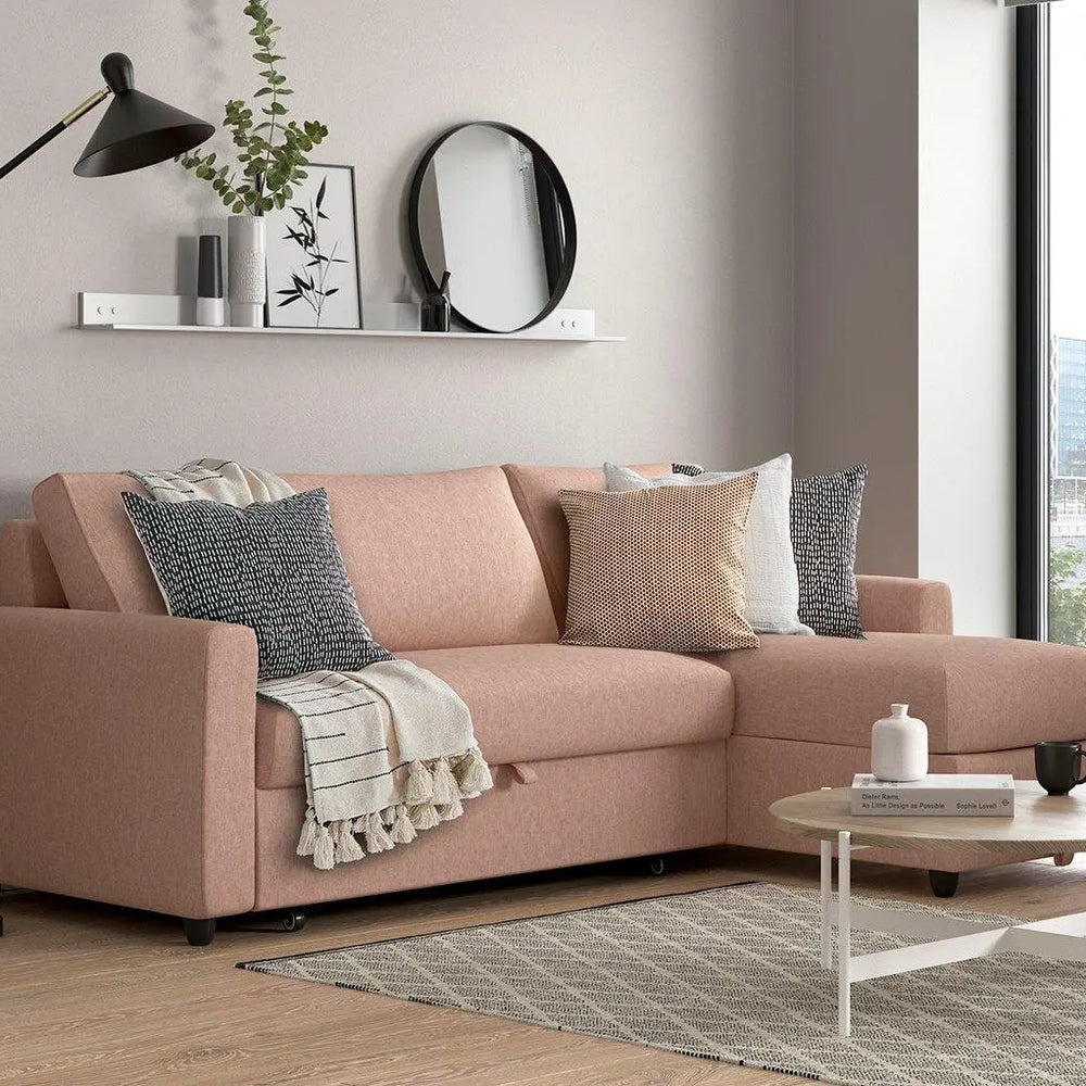 Limerick 3 Seat Corner Sofa Bed - Pink Dreams
