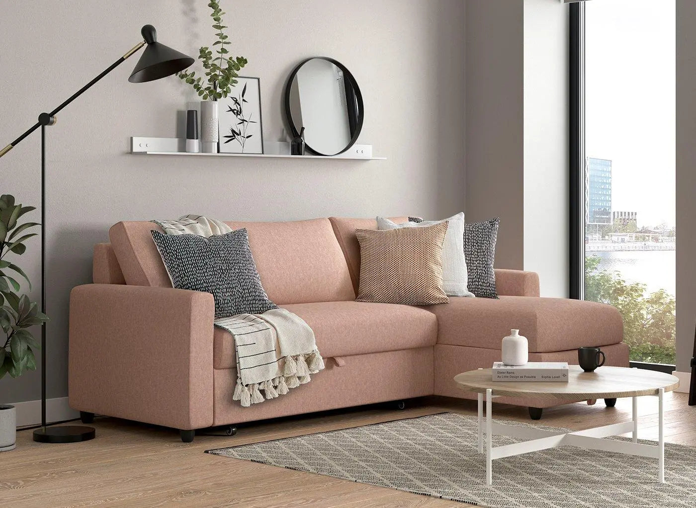 Limerick 3 Seat Corner Sofa Bed - Pink Dreams