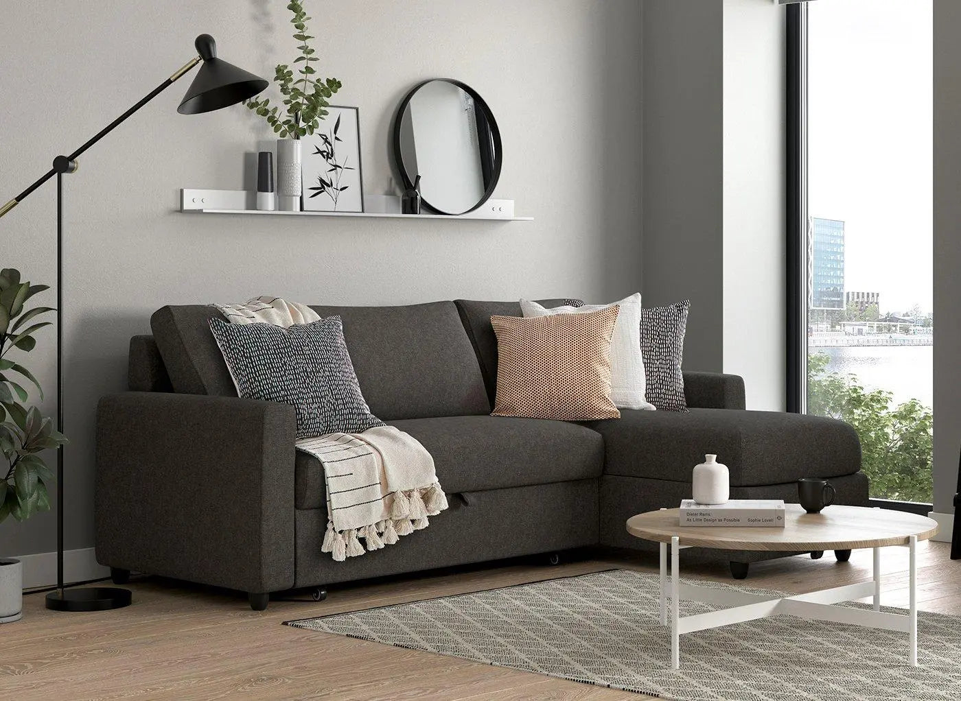 Limerick 3 Seat Corner Sofa Bed - Smoke - Grey Dreams