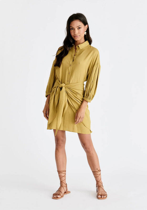 Linen Blend Shirt Dress Paisie