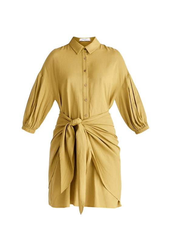 Linen Blend Shirt Dress Paisie