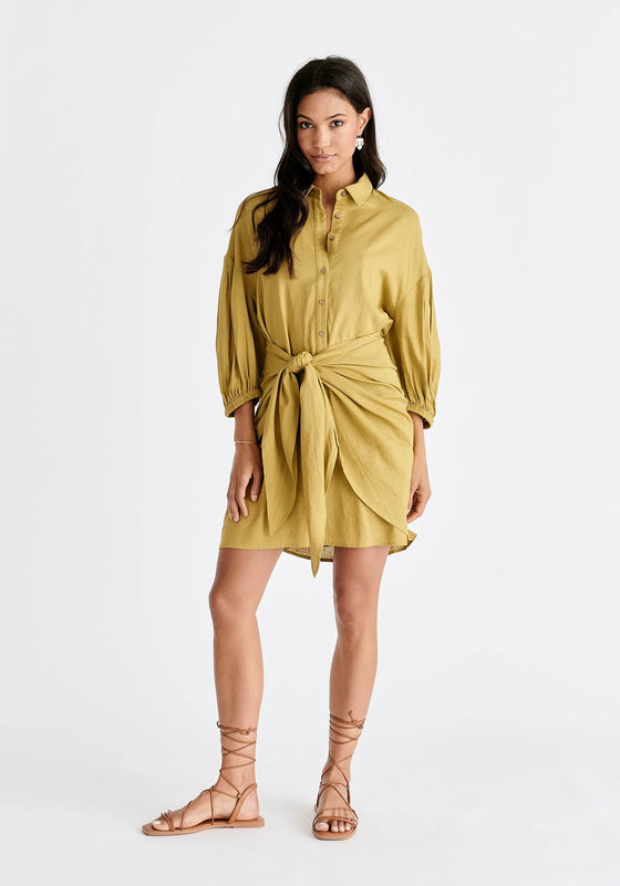 Linen Blend Shirt Dress Paisie
