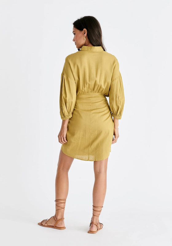 Linen Blend Shirt Dress Paisie