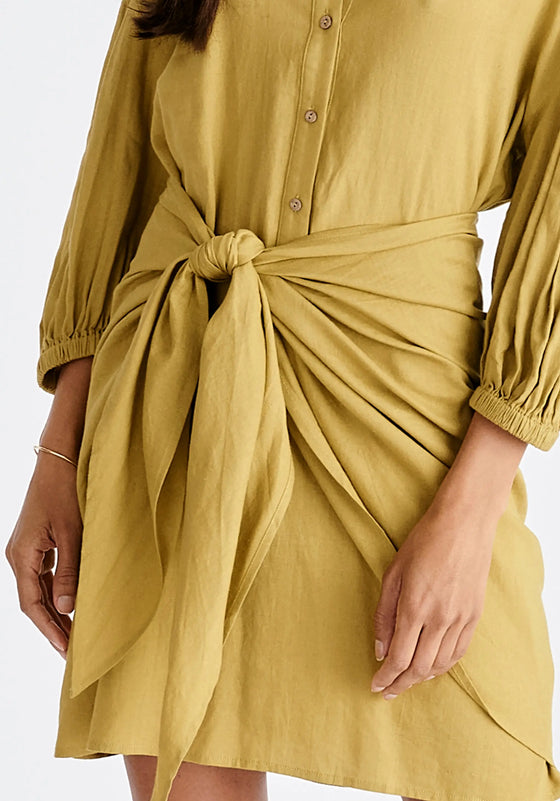 Linen Blend Shirt Dress Paisie