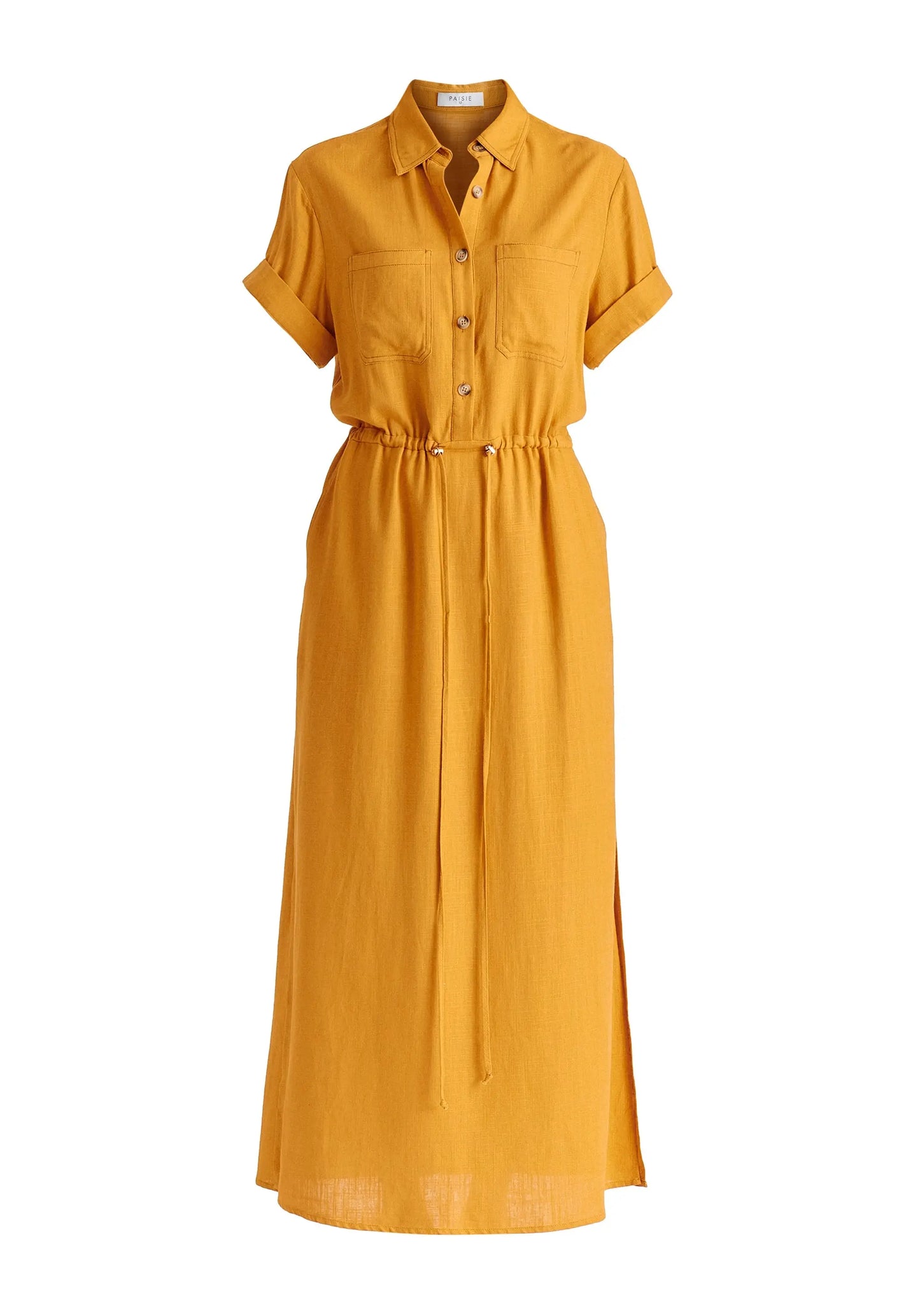 Linen Blend Shirt Dress With Stitch Details Paisie