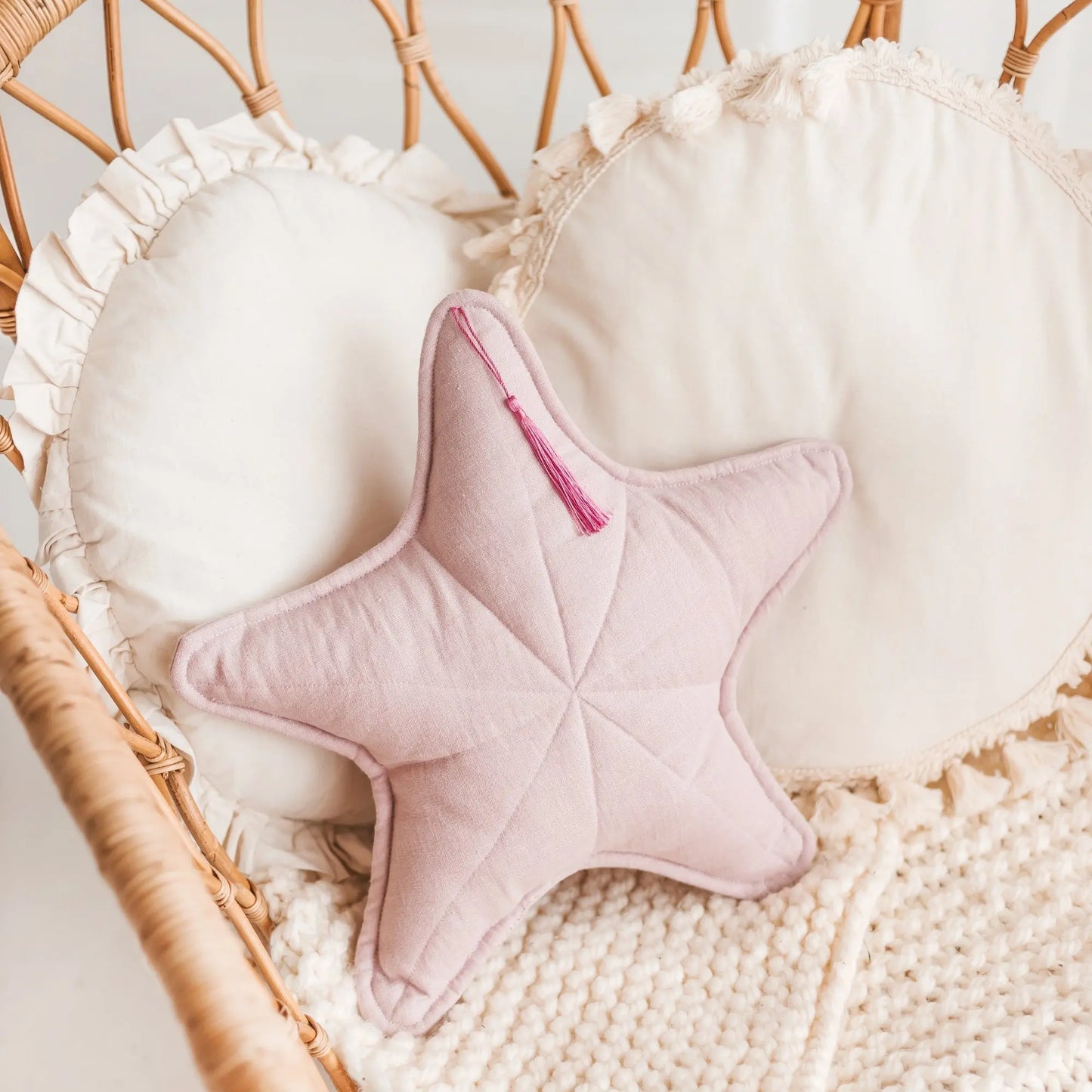 Linen Sea Star Pillow – Pink Throw Pillow for Coastal & Beach Decor MINICAMP