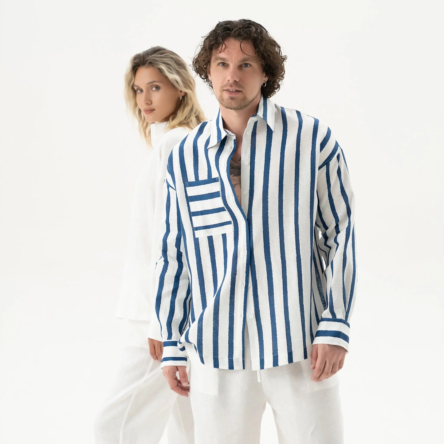 Linen Spirit Shirt Nautical Print NOKAYA