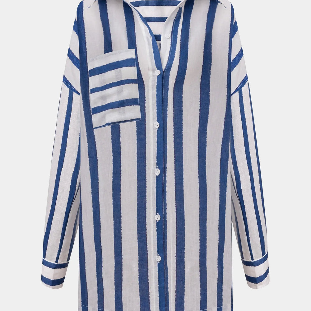 Linen Spirit Shirt Nautical Print NOKAYA