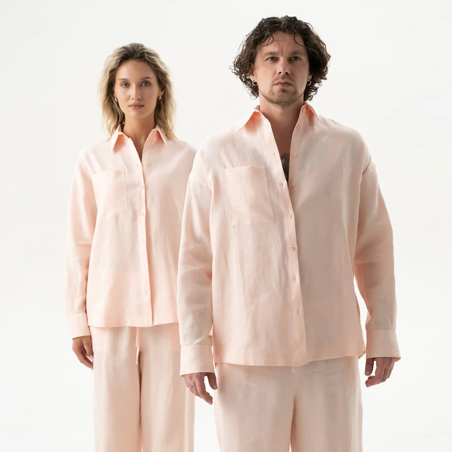 Linen Spirit Shirt Peach Powder NOKAYA