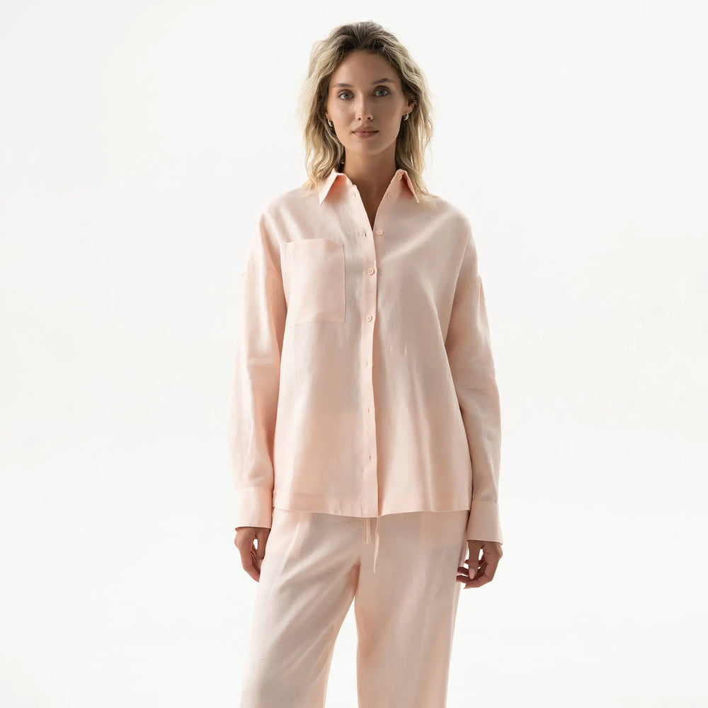 Linen Spirit Shirt Peach Powder NOKAYA