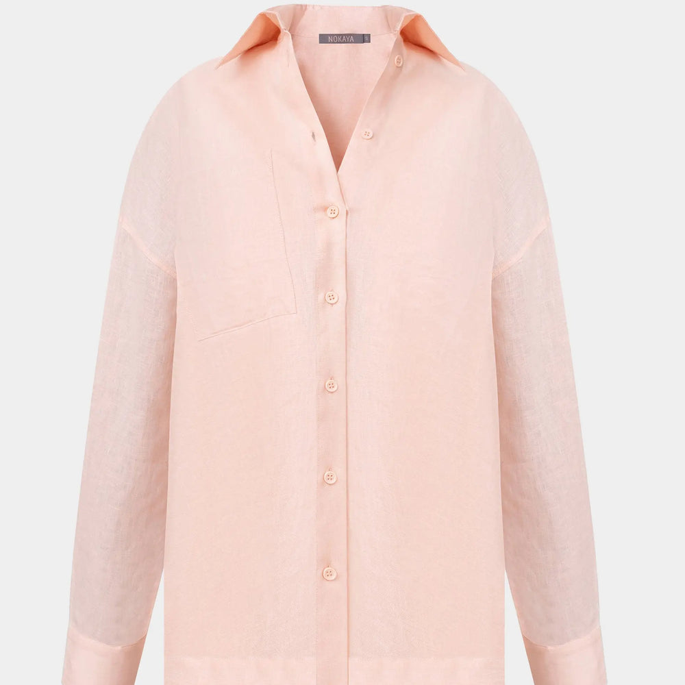 Linen Spirit Shirt Peach Powder NOKAYA
