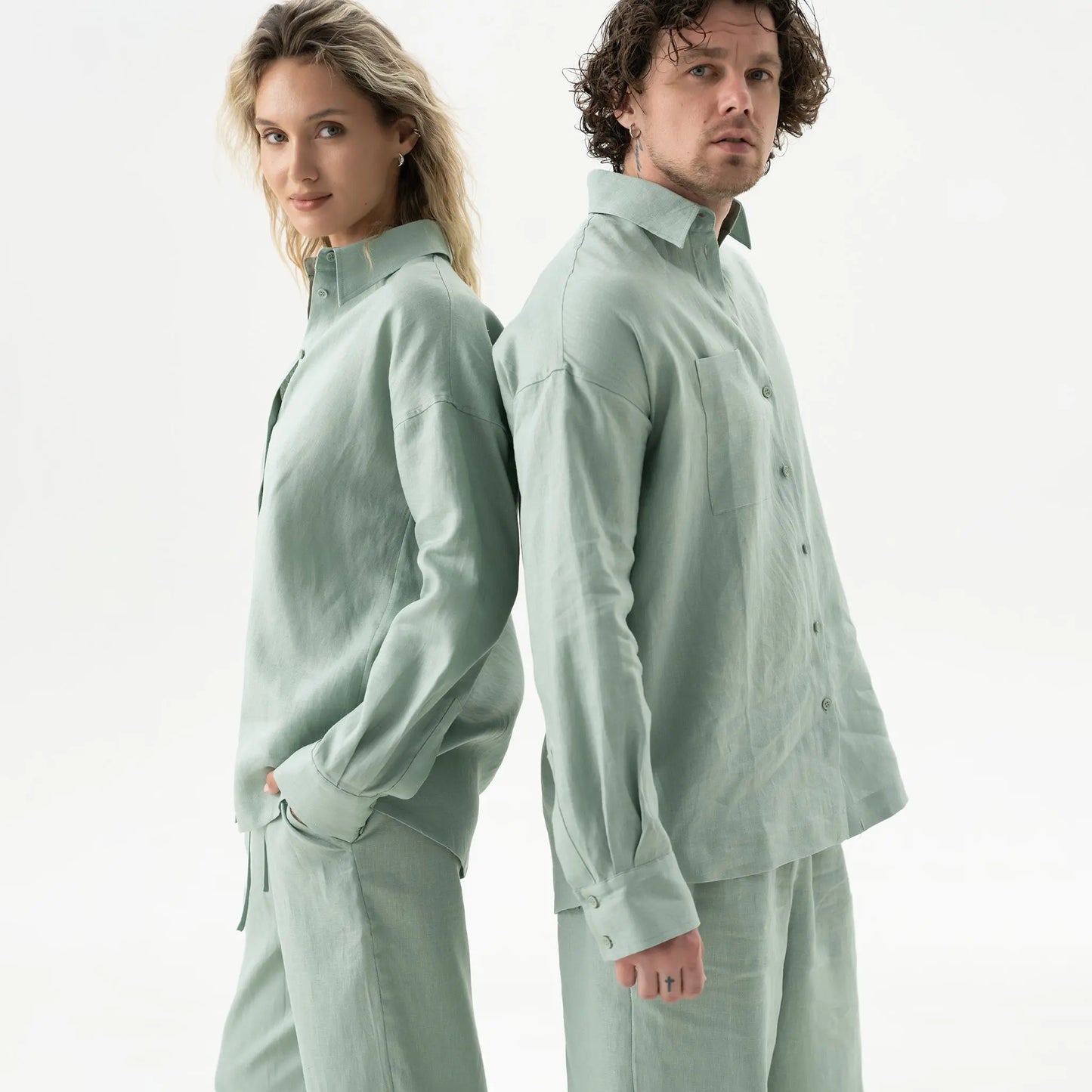 Linen Spirit Shirt Sage Green NOKAYA