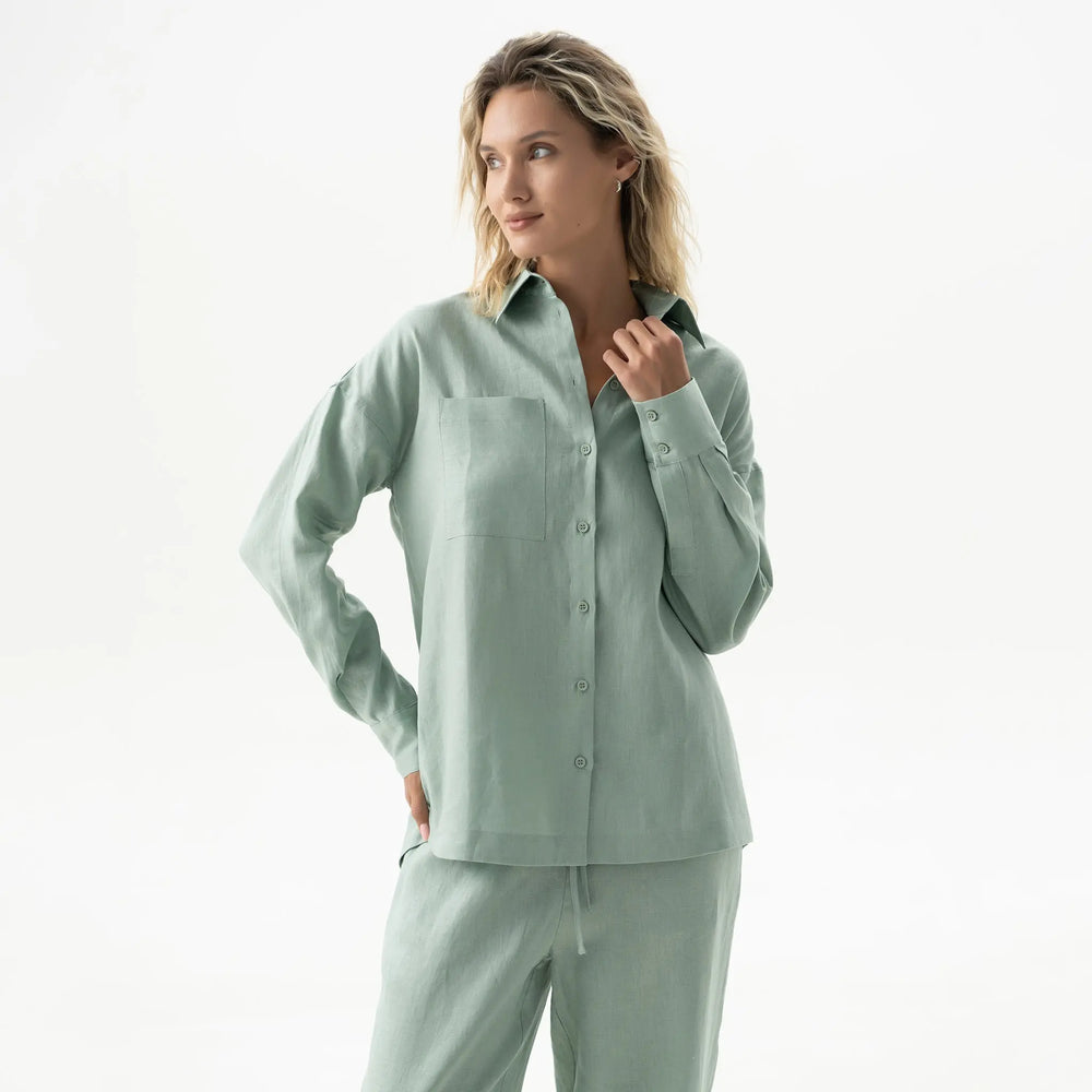 Linen Spirit Shirt Sage Green NOKAYA