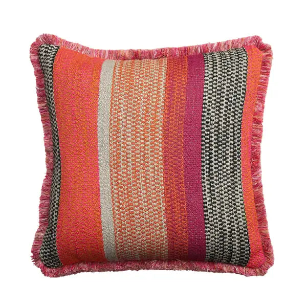 Llama Orange, Sustainable Feather, Cushion Cotton Blend & Linen Blend Stripe Andrew Martin