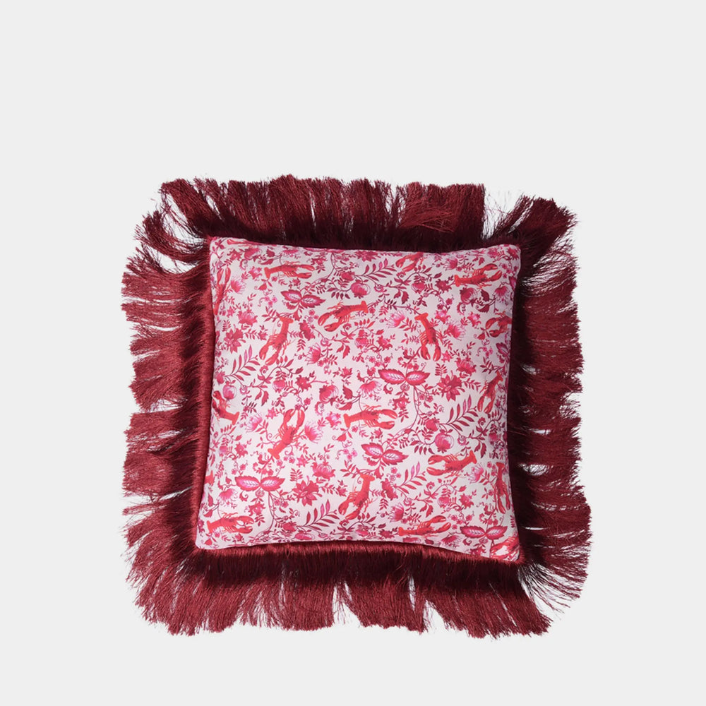 Lobster Chintz Pink Silk Cushion Bivain