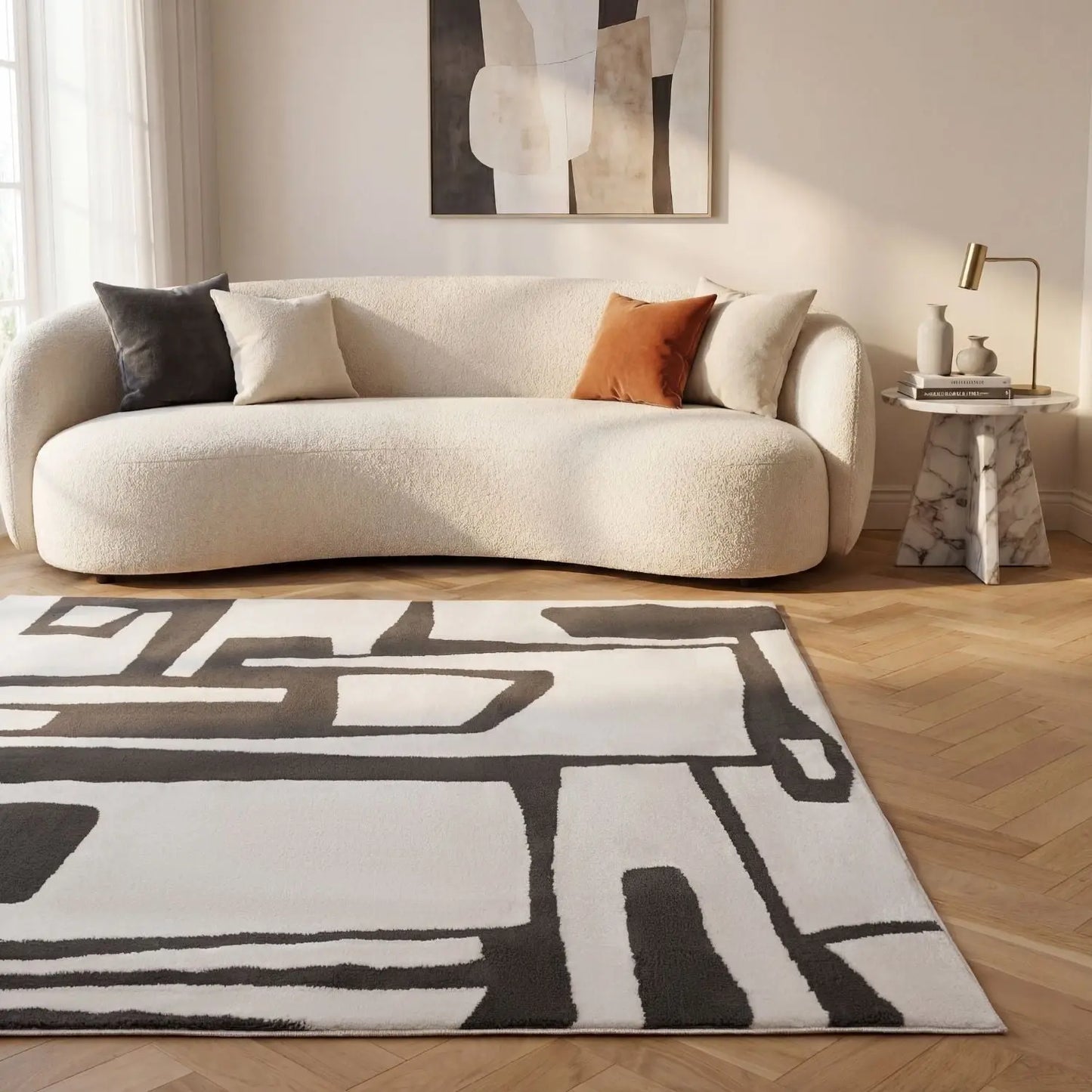 Loft Abstract Dark Grey Rug The Rugs