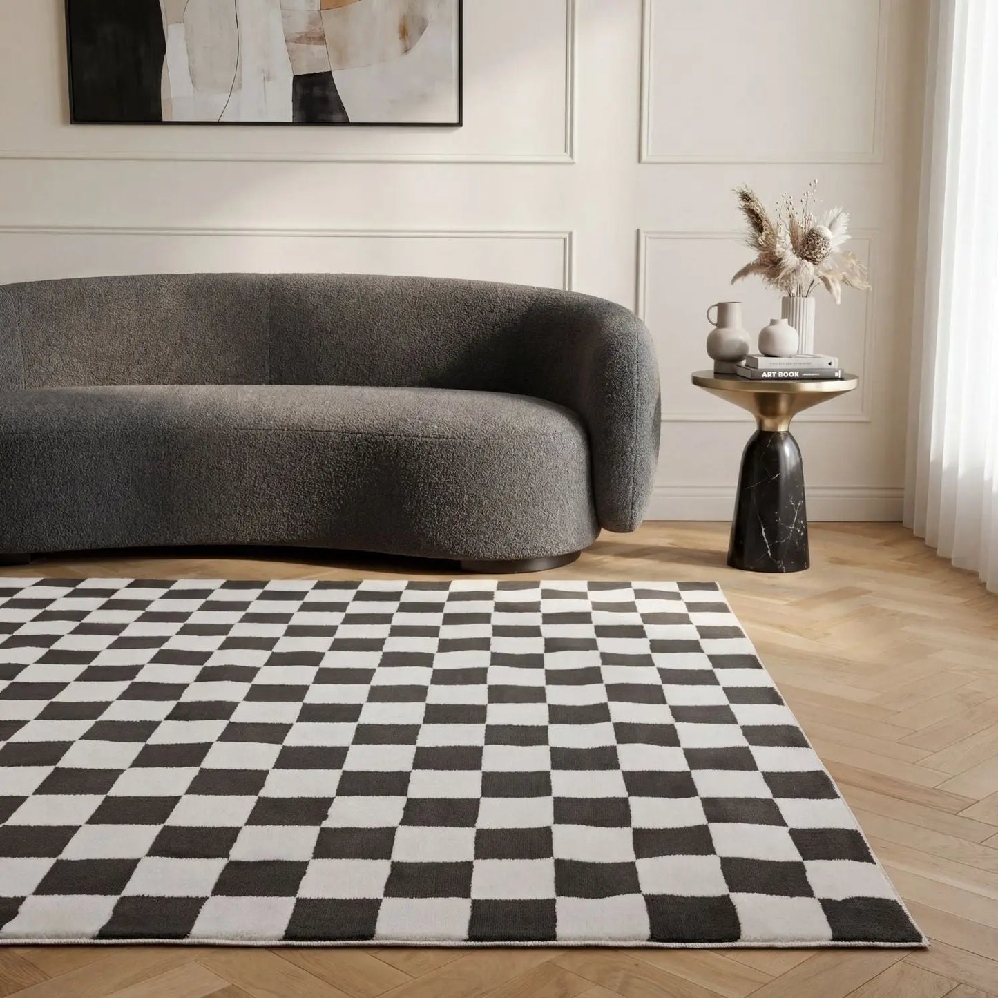 Loft Checkerboard Dark Grey Rug The Rugs