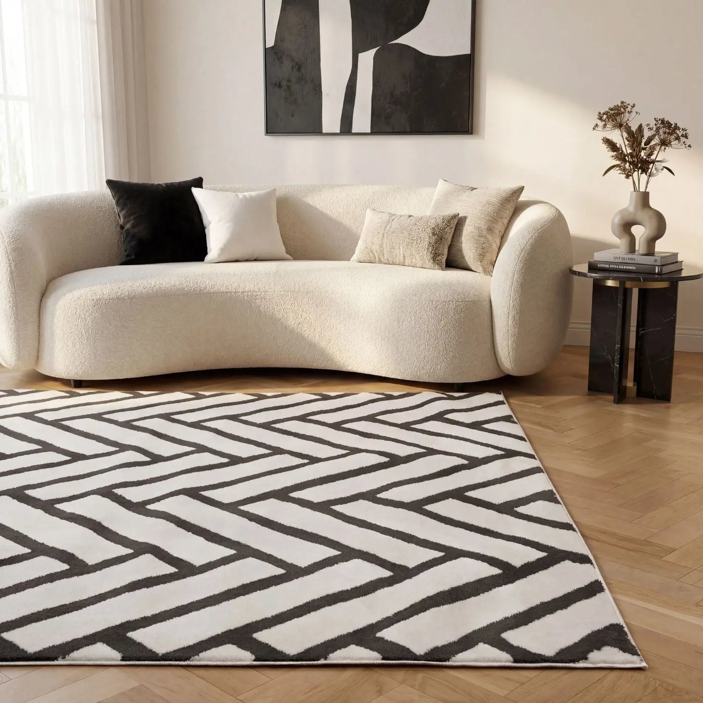 Loft Chevron Dark Grey Rug The Rugs