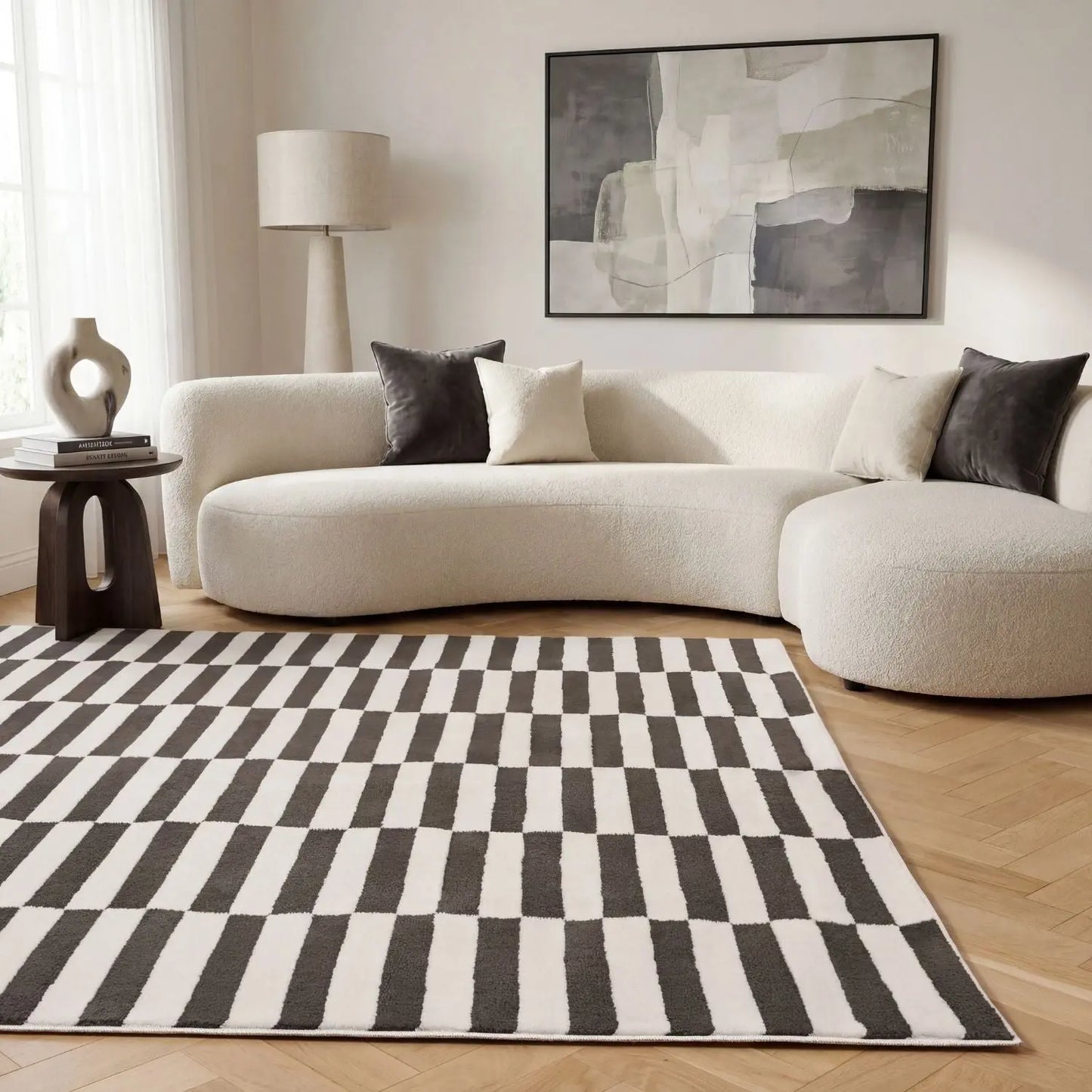 Loft Striped Dark Grey Rug The Rugs