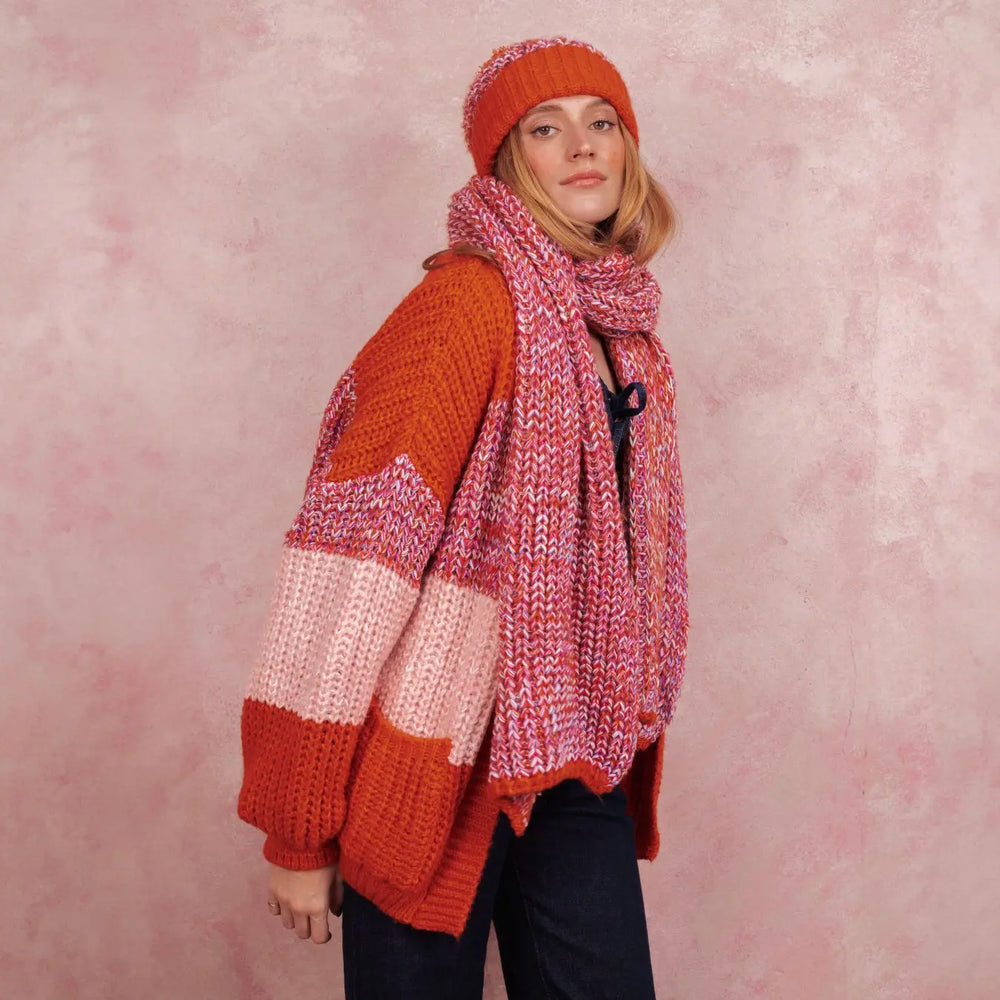 Lolly Twist Bobble Beanie Hat - Orange Cara & The Sky