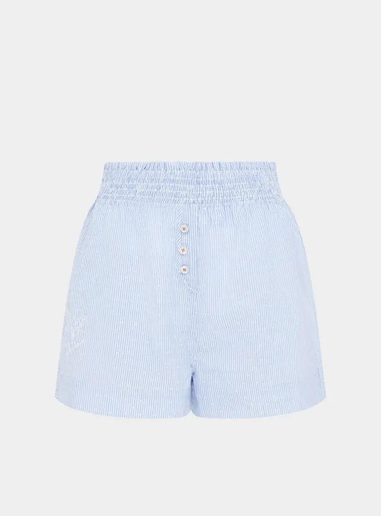 Lomandra Ethical-Cotton Shorts - Mountain Blue Peachaus