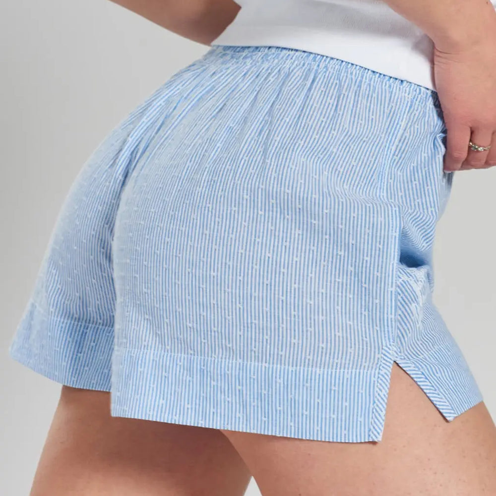 Lomandra Ethical-Cotton Shorts - Mountain Blue Peachaus