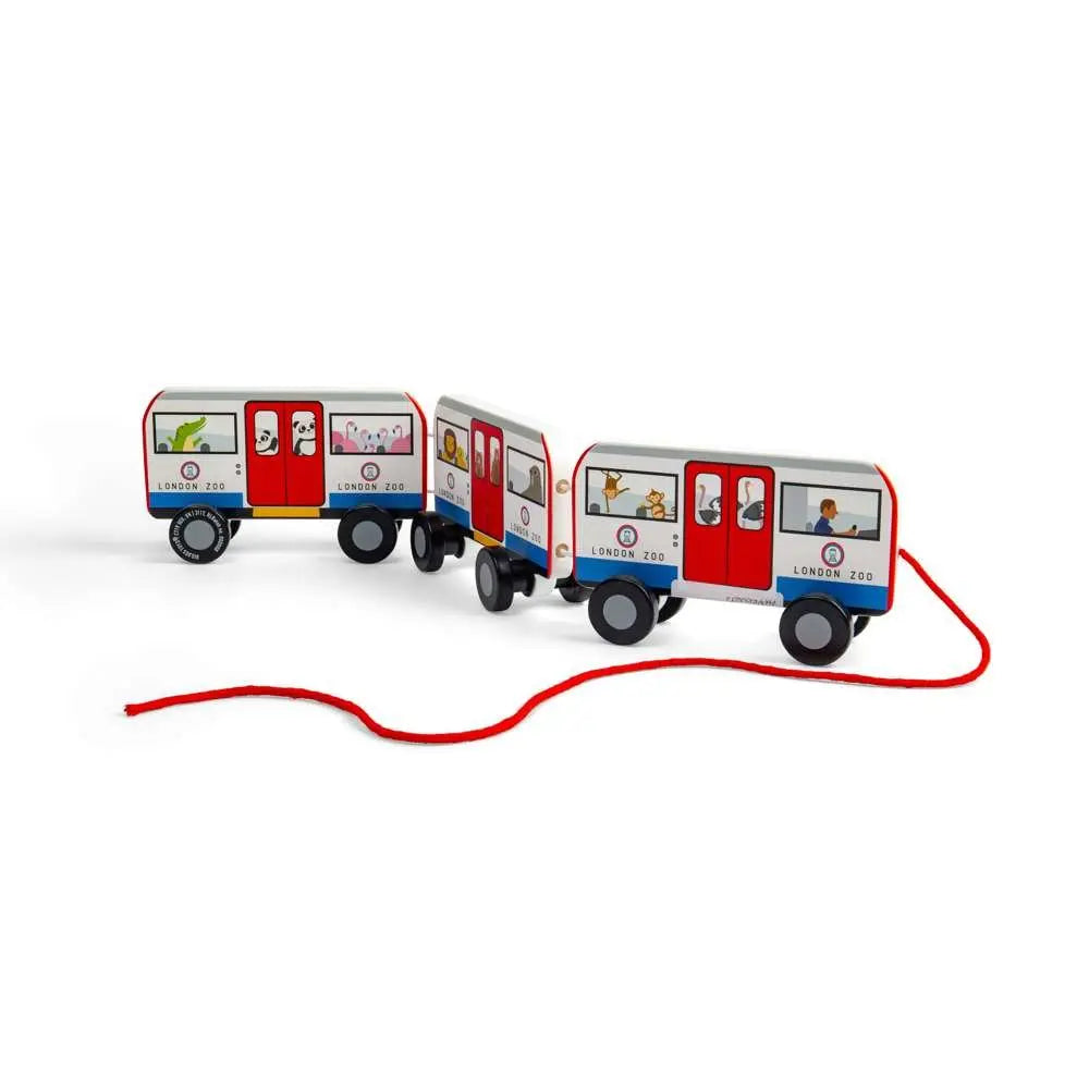 London Pull Along Tube - Wooden Train Toy Toby Tiger