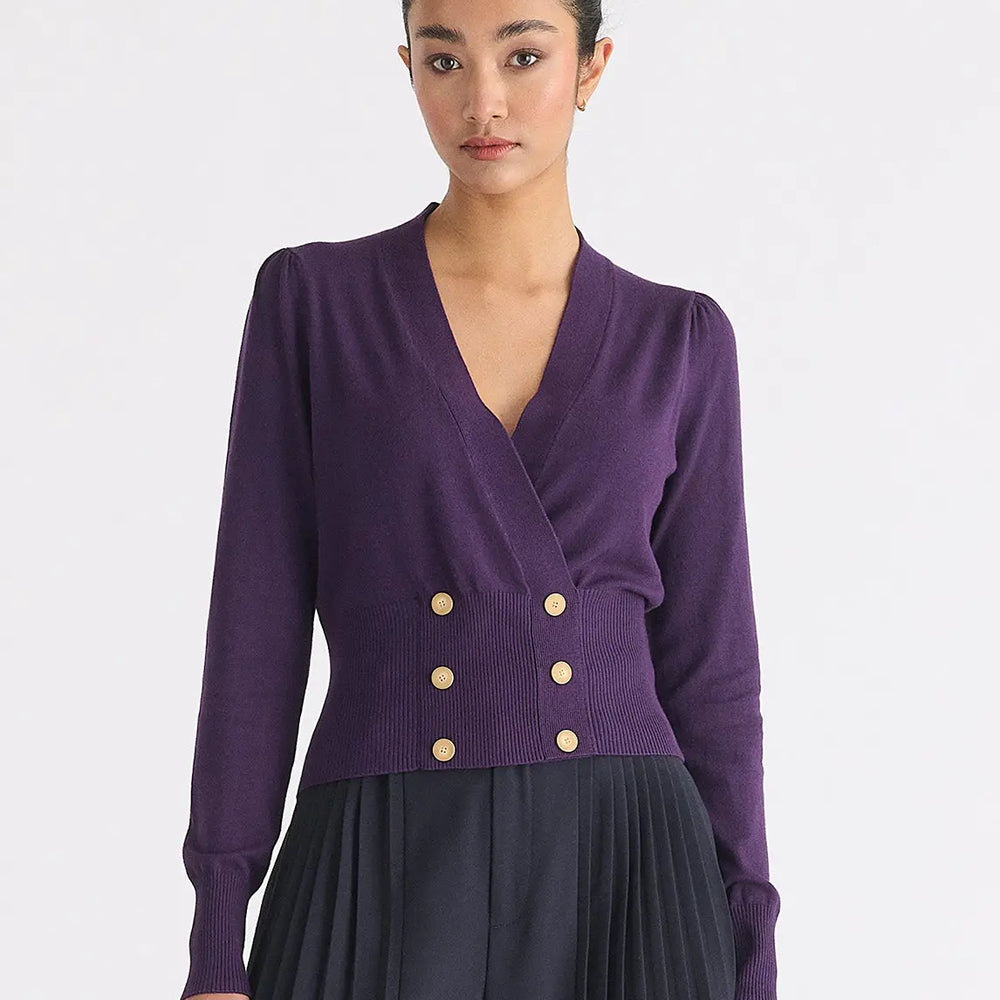 Long Sleeve Knitted Button Wrap Top Paisie