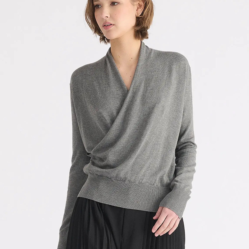 Long Sleeve Knitted Wrap Top Paisie