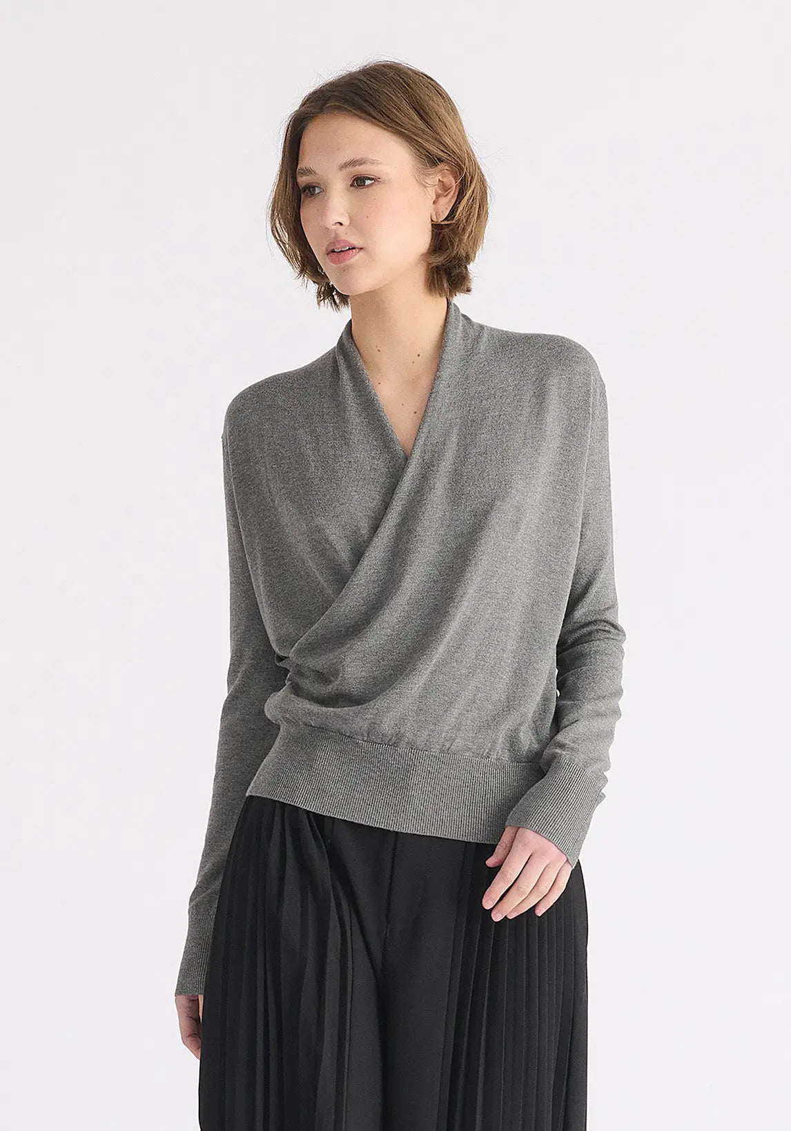 Long Sleeve Knitted Wrap Top Paisie