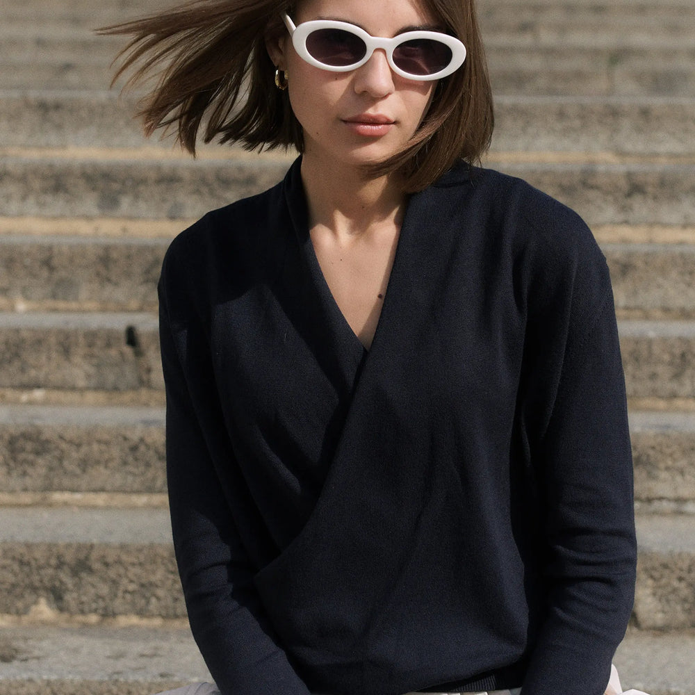 Long Sleeve Knitted Wrap Top Paisie