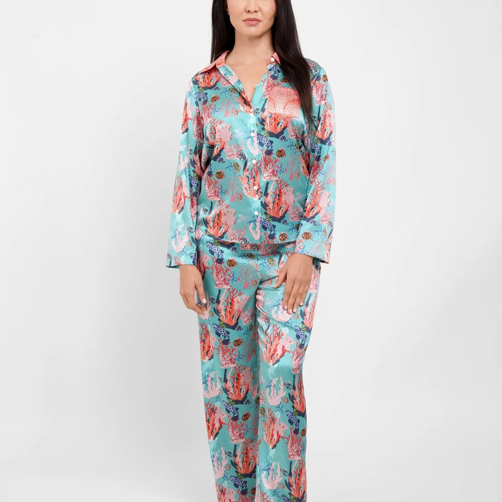 Long Sleeve PJ Top / "Underwater Coral" Jessica Russell Flint