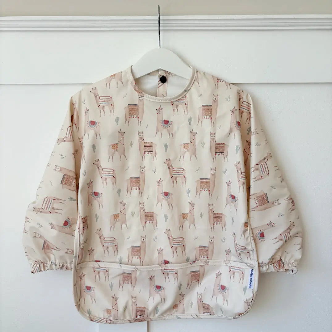 Long Sleeved Baby Bib - Alpacas Bobbin and Bumble
