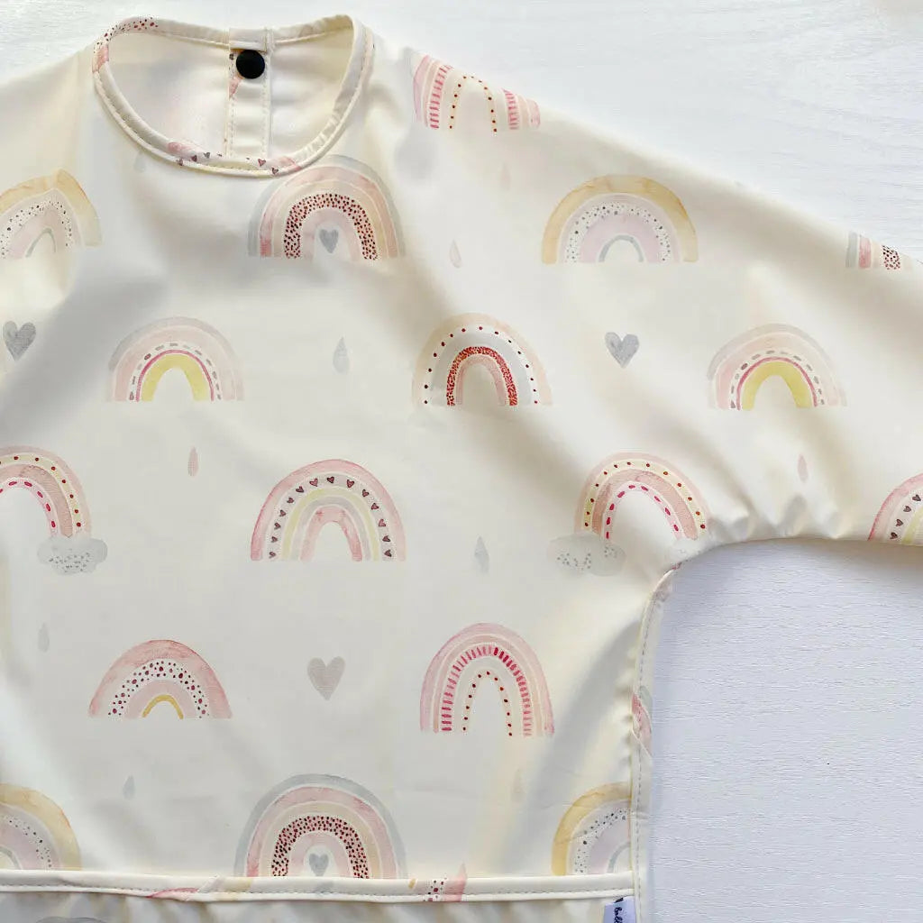 Long Sleeved Baby Bib - Rainbow print Bobbin and Bumble