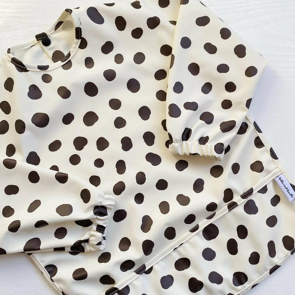 Long Sleeved Baby Bib - Spotty print Bobbin and Bumble