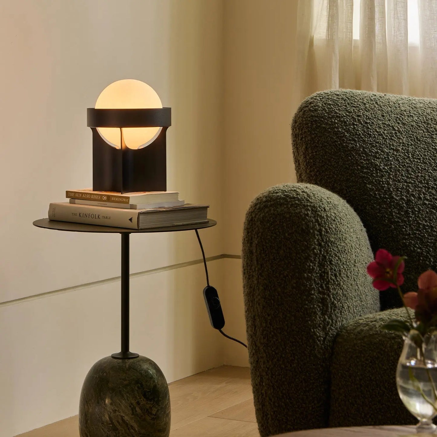 Loop Table Lamp in Dark Grey + Sphere IV Tala
