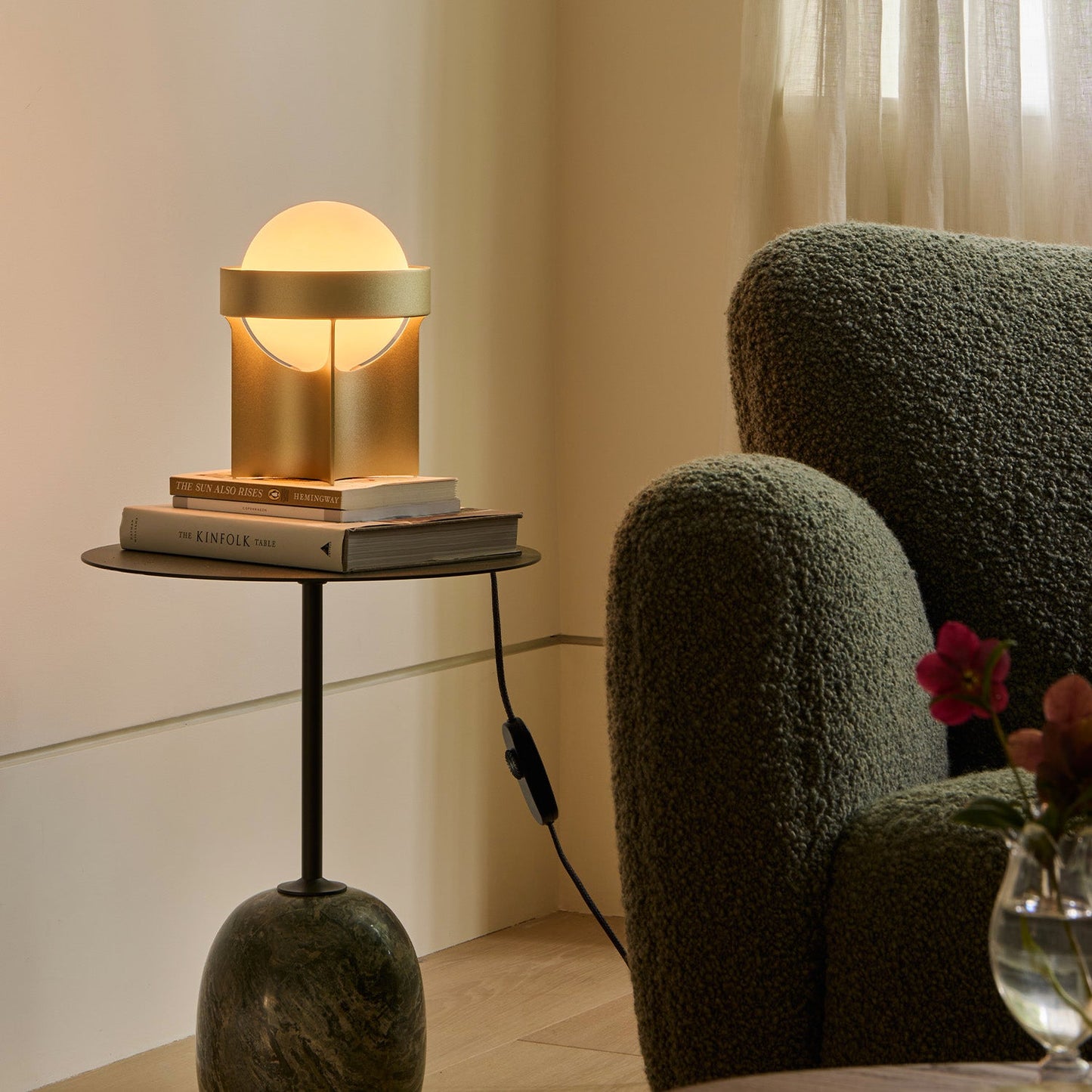 Loop Table Lamp in Gold + Sphere IV Tala