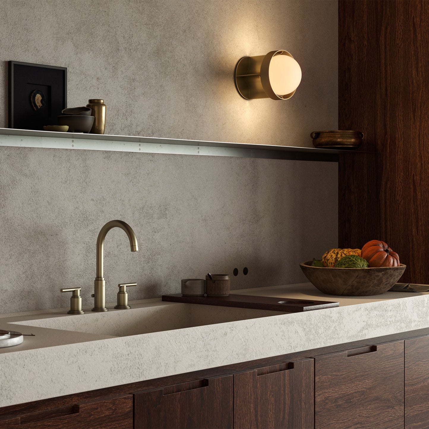 Loop Wall Light in Gold + Sphere IV Tala