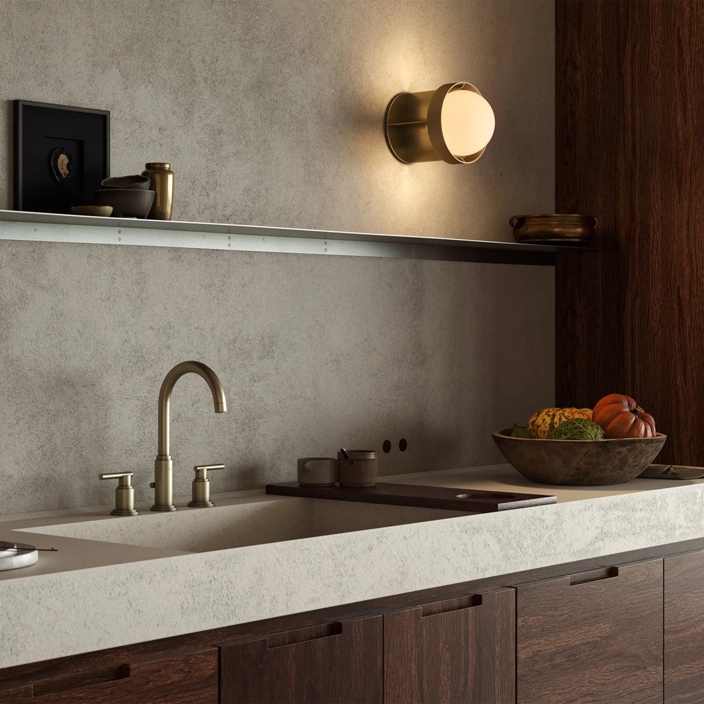 Loop Wall Light in Gold + Sphere IV Tala