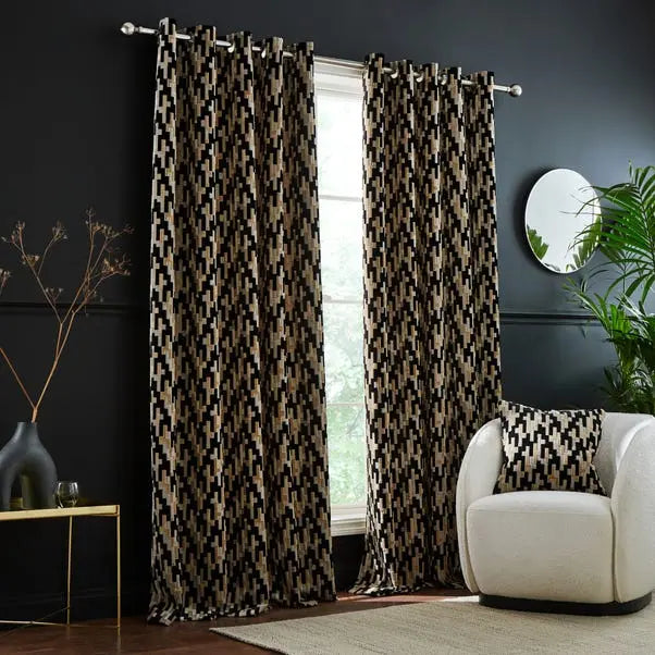 Lori Velvet Eyelet Curtains Dunelm