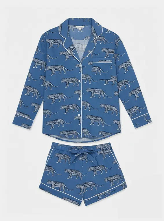 Lovely Leopards Long Sleeve Organic Cotton Pyjama Short Set