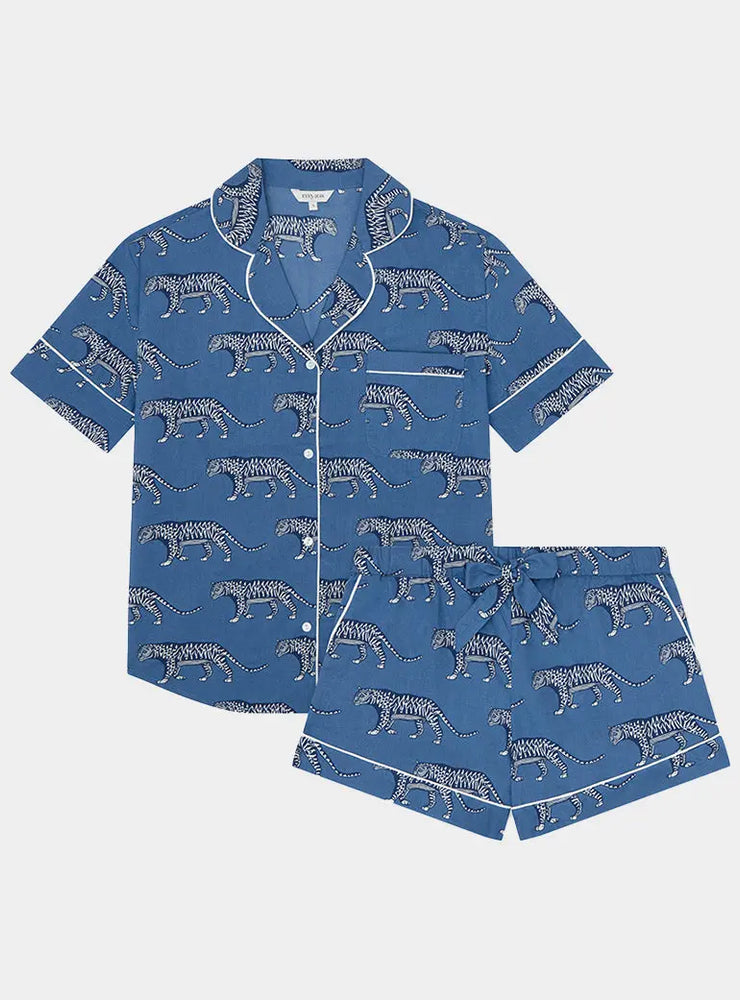 Lovely Leopards Women's Short Sleeve Organic Cotton Pyjama Short Set Myza